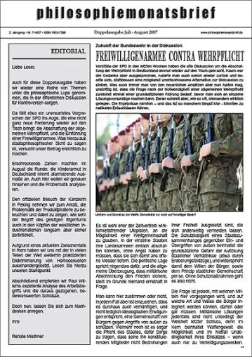 Bild: Philosophiemonatsbrief: Denken am Puls der Zeit - Aktuelle Doppelausgabe jetzt erhältlich