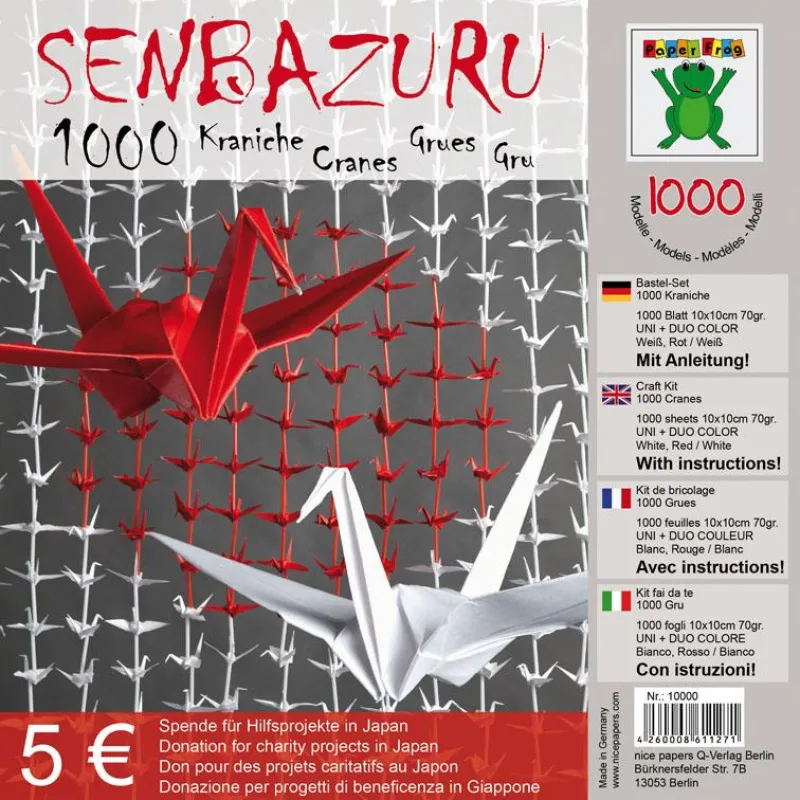 Titel-Bild des Bastel-Sets SENBAZURU 1000 Kraniche/Hilfe für Japan: Pro Set gehen 5 Euro an die DJG Berlin.
