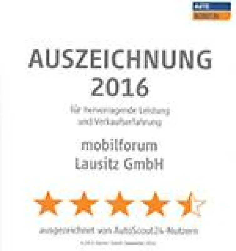 Auszeichnung von AutoScout24 für mobilforum Lausitz. Foto: mobilforum Gruppe.