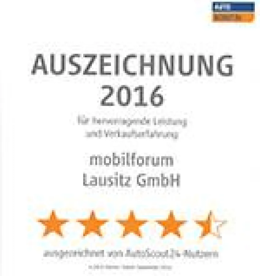 Auszeichnung von AutoScout24 für mobilforum Lausitz. Foto: mobilforum Gruppe.