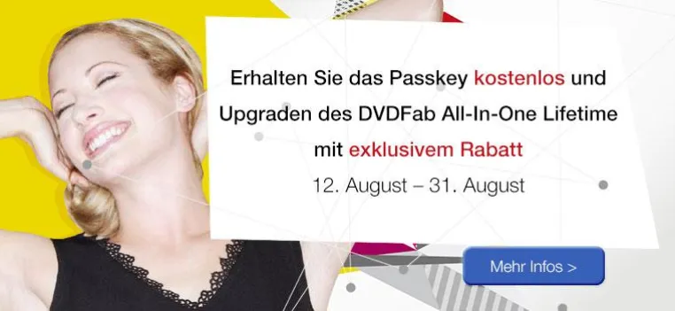 Zeitlich begrenztes Giveaway: DVDFab bietet das kostenlose Passkey in den folgenden 20 Tagen an Bild: Zeitlich begrenztes Giveaway: DVDFab bietet das kostenlose Passkey in den folgenden 20 Tagen an