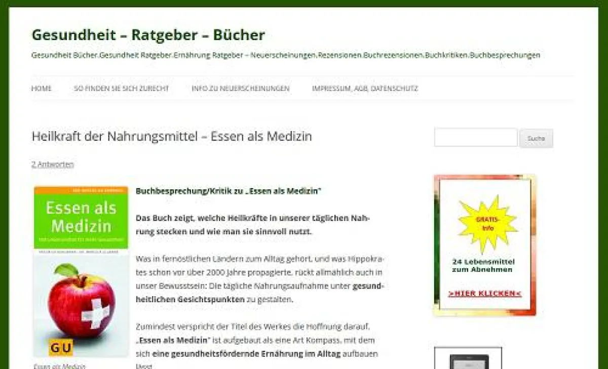 gesundheit-ratgeber-bücher: Essen als Medizin