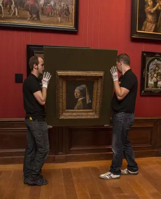 Bild: Crown Fine Art installiert erfolgreich Vermeers Gemälde „Das Mädchen mit dem Perlenohrring“ im Mauritshuis