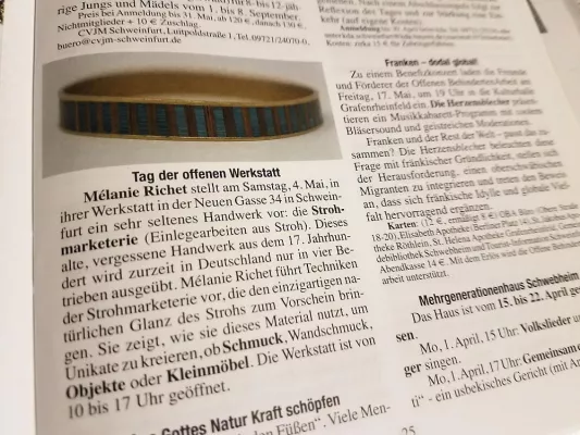 Bild: Strohmarketerie in Schweinfurt - Erfolgreicher Tag der offenen Werkstatt