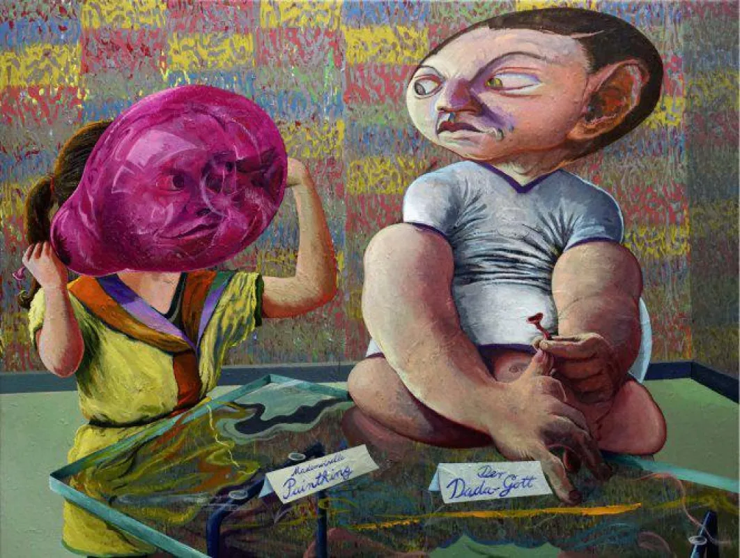 Arno Bojak: Team Dada tagt, 2017, Acryl auf Nessel, 90 x 120 cm