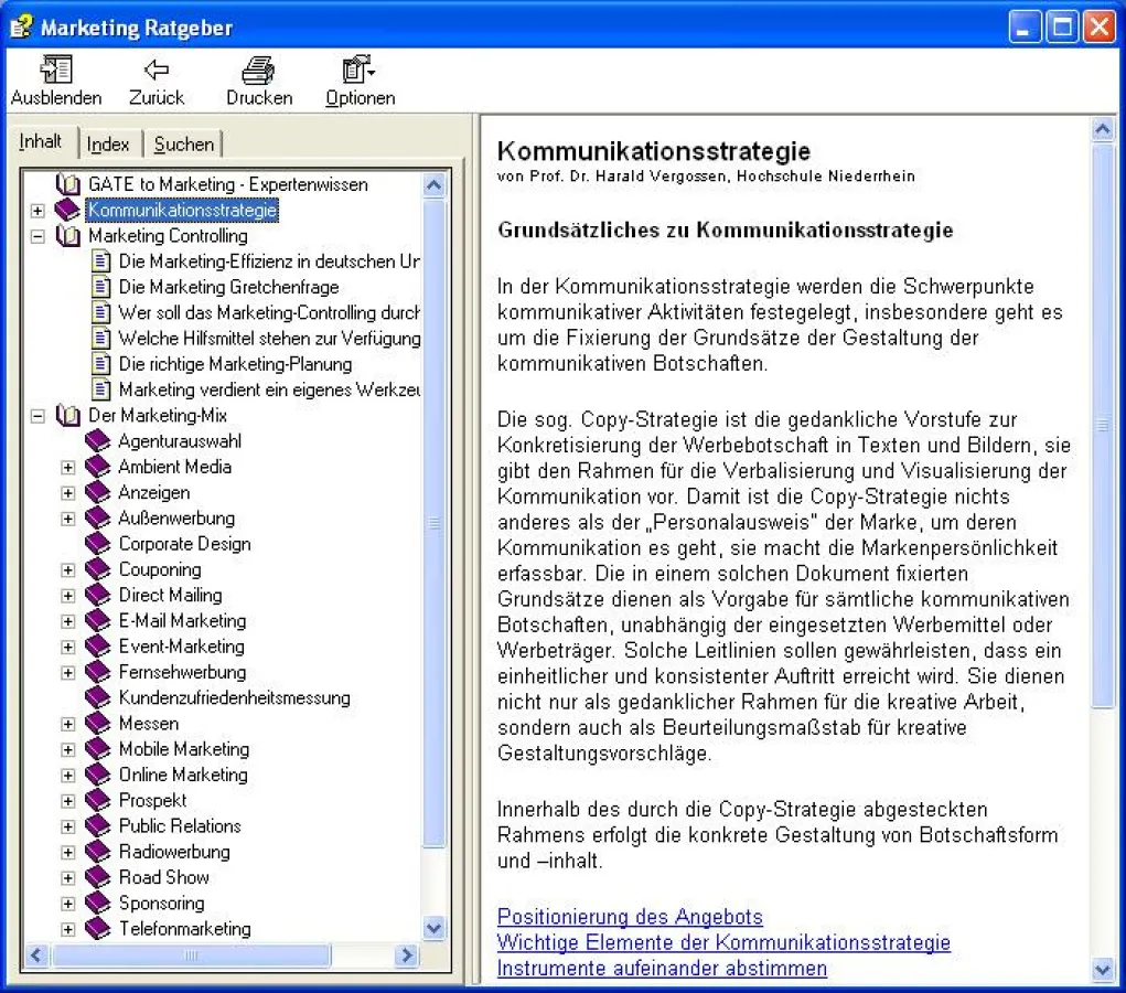 Auszug aus dem Inhalt des Ratgebers