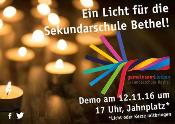 „Ein Licht für die Sekundarschule“ – Demonstration für die Sekundarschule Bethel in Bielefeld Bild: „Ein Licht für die Sekundarschule“ – Demonstration für die Sekundarschule Bethel in Bielefeld