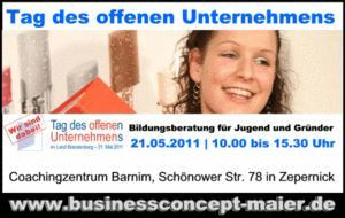 Tag des offenen Unternehmens am 21. Mai 2011 in Panketal: Das Coachingzentrum Barnim nimmt daran teil.