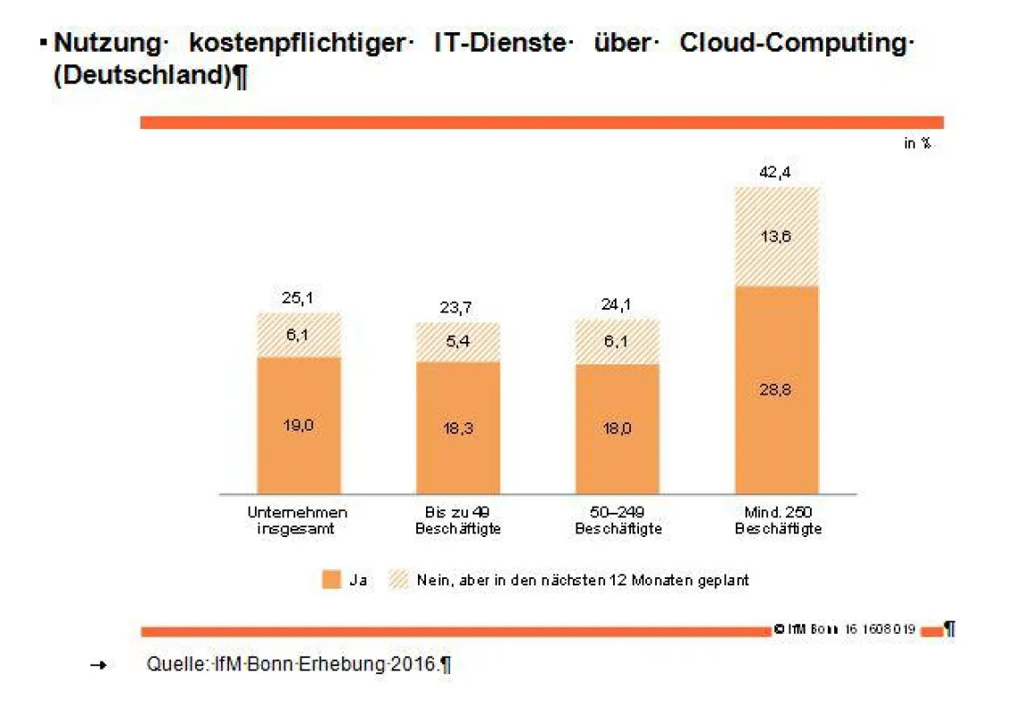 Nutzung kostenpflichtiger IT-Dienste über Cloud-Computing (Copyright: IfM Bonn)
