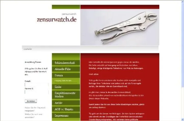 Die Website gegen Zensur der Medien Bild: Die Website gegen Zensur der Medien