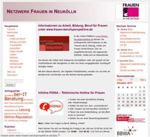 Bild: Neue Webseite frauen-in-neukoelln.de, Berlin 14.11.2011