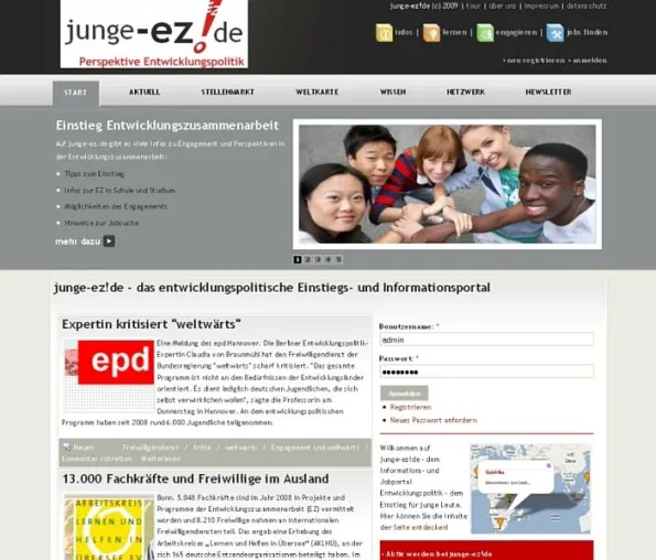 Bild: Internetportal zur Entwicklungszusammenarbeit mit Stellenmarkt und Community