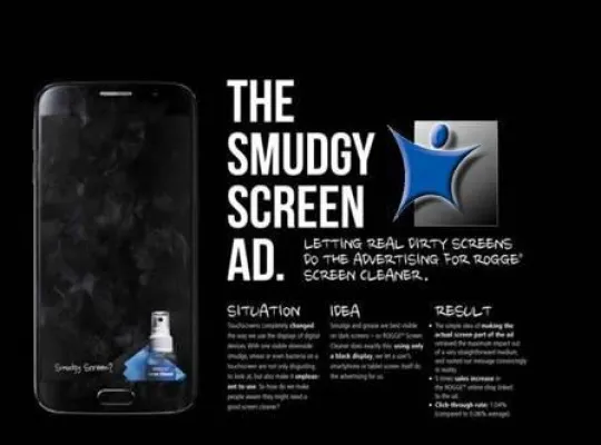 Bild: ROGGE Screen-Clean®, das Original. The Smudgy Screen Ad!