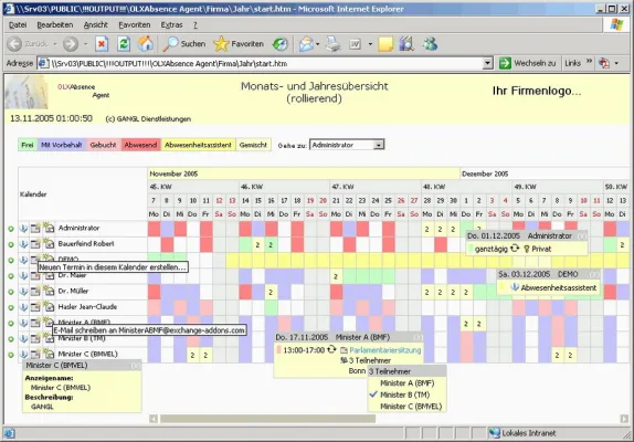 Bild: OLXAbsenceAgent 1.6.1:   Gruppenterminplanung via Exchange