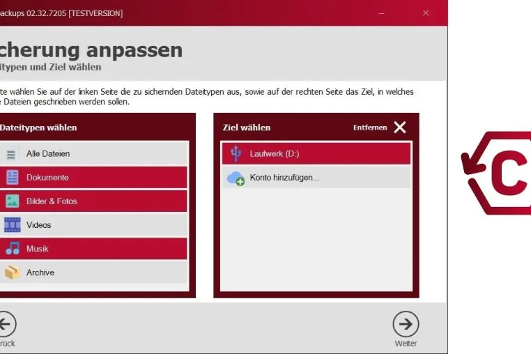 Einfache Datensicherung: Backup-Erstellung per Klick über nur noch 3 Buttons Bild: Einfache Datensicherung: Backup-Erstellung per Klick über nur noch 3 Buttons