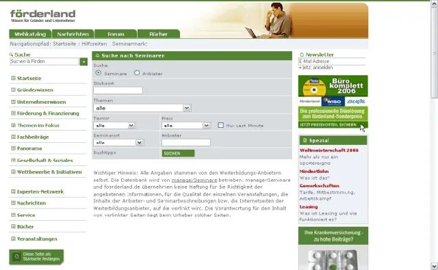 Neues Recherche-Tool auf förderland - Seminarmarkt für Mitarbeiter und Führungskräfte Bild: Neues Recherche-Tool auf förderland - Seminarmarkt für Mitarbeiter und Führungskräfte