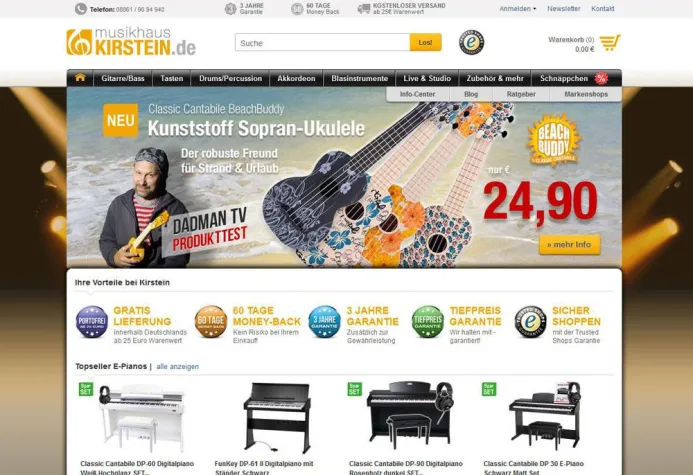 Bild: Echte Mehrwerte für Musiker. Noch schneller, noch schöner, noch toller: Relaunch von kirstein.de