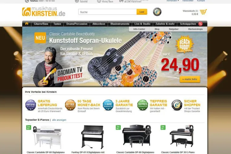 Bild: Echte Mehrwerte für Musiker. Noch schneller, noch schöner, noch toller: Relaunch von kirstein.de