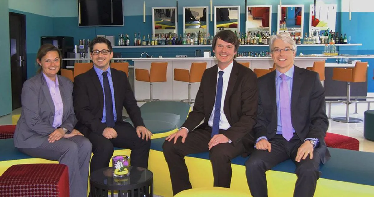 (v.re.): Ch. Giraud, T. Hönning, J. Zettl (BHKV) und R. Thiersch von der BFP Hotelbau GmbH