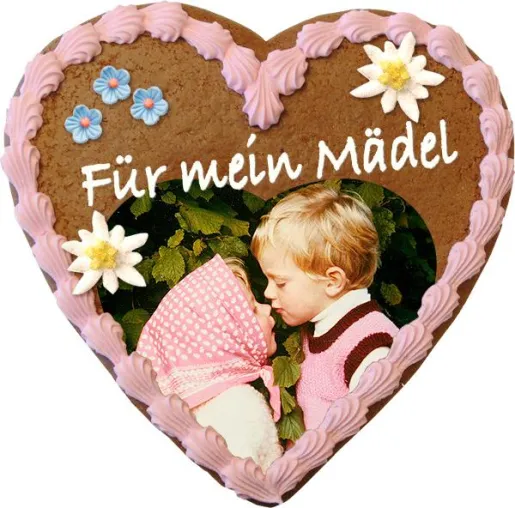 Bild: O'bissn is' - Fotoherzerl bringt die Wiesn nach Hause - Münchner Online-Bäcker liefert Lebkuchenherzen mit Foto