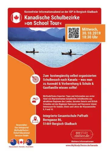 Schulen aus Kanada besuchen die Integrierte Gesamtschule Paffrath in Bergisch Gladbach am 30.10. Bild: Schulen aus Kanada besuchen die Integrierte Gesamtschule Paffrath in Bergisch Gladbach am 30.10.