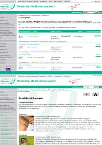 Bild: Deutsche Medizinerauskunft: Suche nach Ärzten über Zusatzbezeichnung - Transparenz im Gesundheitswesen