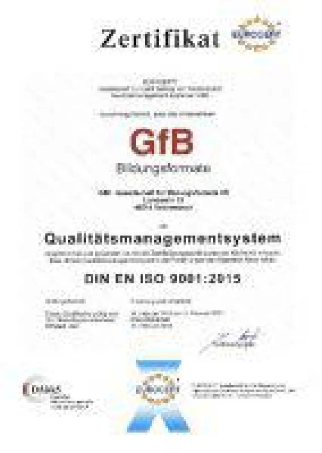 ISO-Zertifikat GfB-Bildungsformate