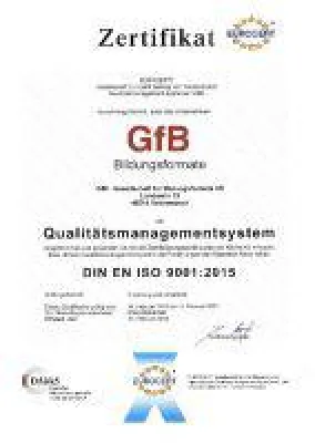 Bild: GfB-Bildungsformate nach DIN EN ISO 9001:2015 zertifiziert
