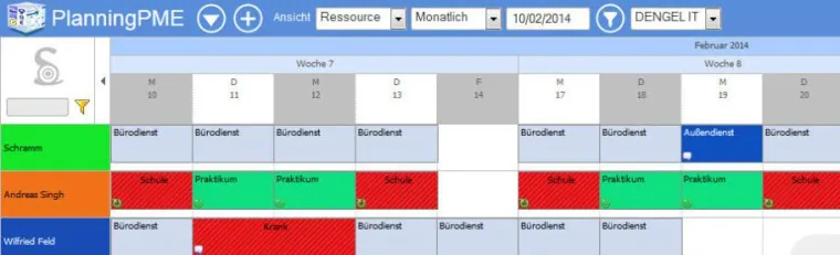 Bild: Online Dienstplaner mit PlanningPME