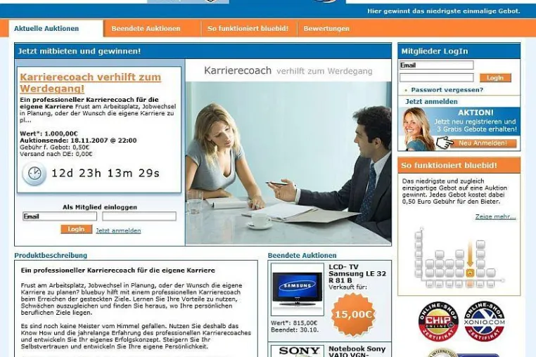 Bild: Auktionsportal bluebuy versteigert Karrierecoach