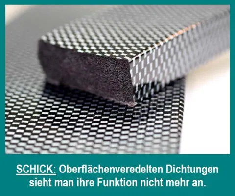 Carbon-Look: Kantenschutz- und Gummiprofile von REXIO gibt es erstmals auch mit veredelten Oberflächen Bild: Carbon-Look: Kantenschutz- und Gummiprofile von REXIO gibt es erstmals auch mit veredelten Oberflächen