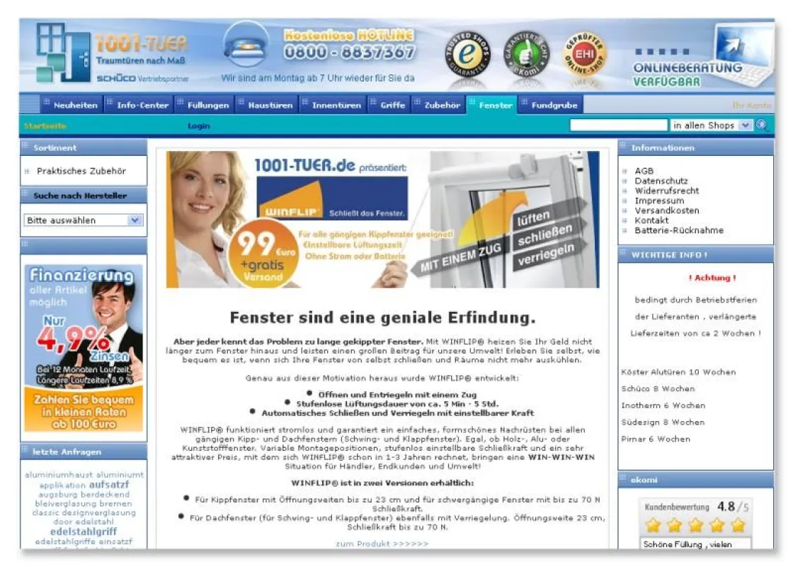 Onlinshop www.1001-Tuer.de