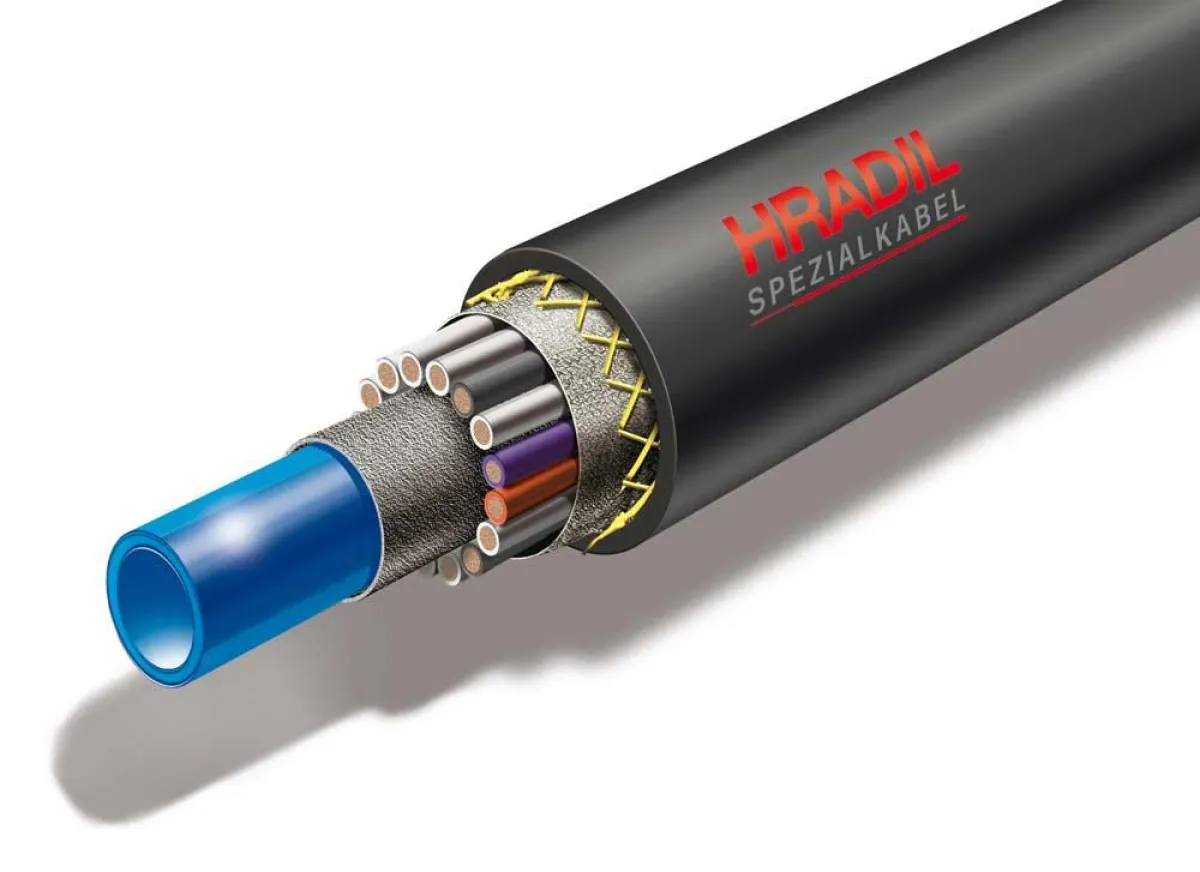 Hradil Spezialkabel Hybridleitung in der Längsansicht