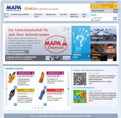 Bild: Mehr Nutzen. Website von Schutzhandschuh-Hersteller verbindet Funktion der Händlersuche und Angebotsanfragen