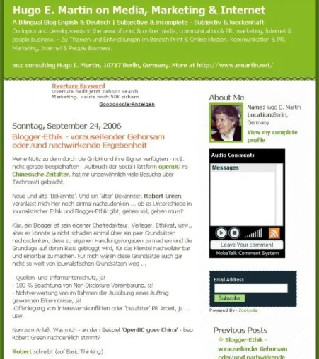 Bild: Die Woche auf \'Hugo E. Martin on Media, Marketing & Internet\' B2B Weblog