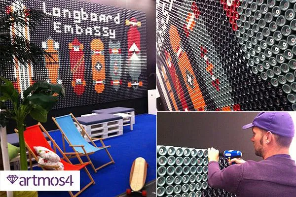 Wandgestaltung mal anders – aus 6.000 Skateboard-Rollen entsteht ein beeindruckendes Wandbild Bild: Wandgestaltung mal anders – aus 6.000 Skateboard-Rollen entsteht ein beeindruckendes Wandbild