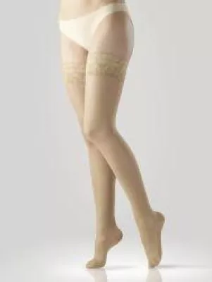 Bild: Stütz und Kompressionsstrümpfe bei sanumvitals.de: „Sicher und schmerzfrei mit beiden Beinen im Leben stehen.“