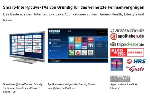 Arztsuche.de von imedo als exklusive App auf Grundig Smart-Inter@active TVs Bild: Arztsuche.de von imedo als exklusive App auf Grundig Smart-Inter@active TVs