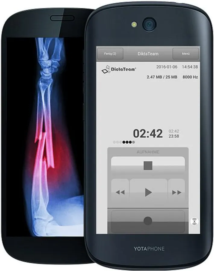 dictate on demand mobile und radiologischen App auf einem Android Phone von YOTAPHONE