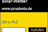 Bild: Wetterfenster speziell für Websites aus dem Solarsektor