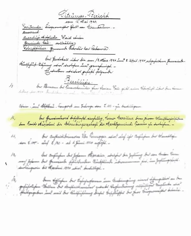 Der Beschluss aus dem Jahre 1924 (16. Mai)