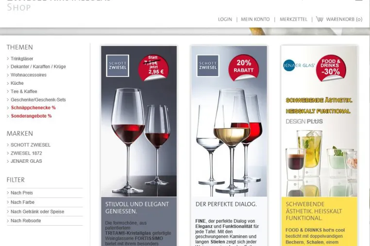 Bild: Zwiesel Kristallglas - Relaunch des B2C Online-Shop mit factor:plus