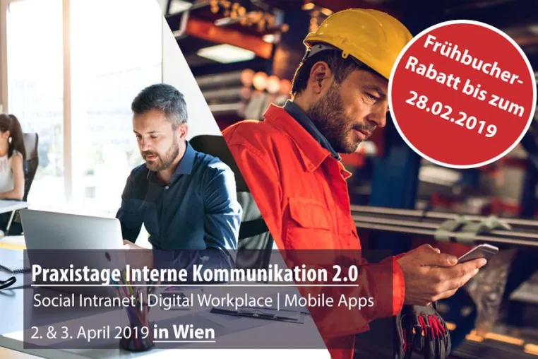 Praxistage Interne Kommunikation 2.0 der SCM am 2. und 3. April 2019 in Wien Bild: Praxistage Interne Kommunikation 2.0 der SCM am 2. und 3. April 2019 in Wien