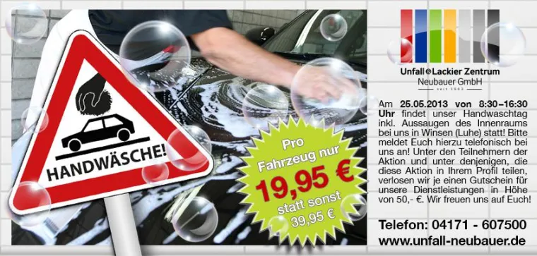 Handwaschtag am 25.05.2013 bei Unfall Neubauer in Winsen Bild: Handwaschtag am 25.05.2013 bei Unfall Neubauer in Winsen