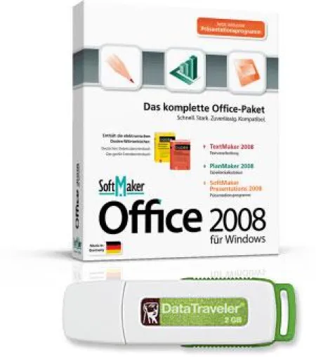 Bild: SoftMaker Office 2008 macht Sie fit für unterwegs - Das Office-Paket wird ab sofort auf USB-Sticks geliefert.