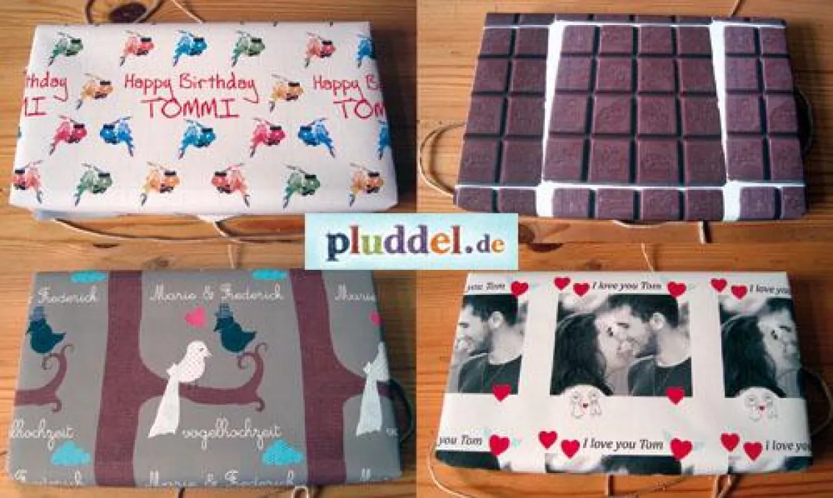 Selbst designtes Geschenkpapier von pluddel.de.