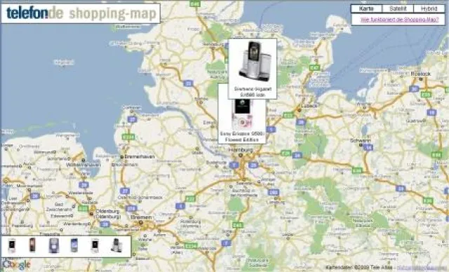 Bild: Telefon.de zeigt auf Deutschlandkarte was wohin verkauft wird