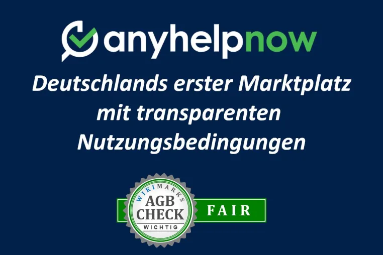 Bild: anyhelpnow.com ist Deutschlands erster Marktplatz für Services mit transparenten Nutzungsbedingungen
