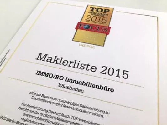 Bild: IMMO/RO IMMOBILIEN IN WIESBADEN ZÄHLT ZU DEN BESTEN MAKLERN DEUTSCHLANDS