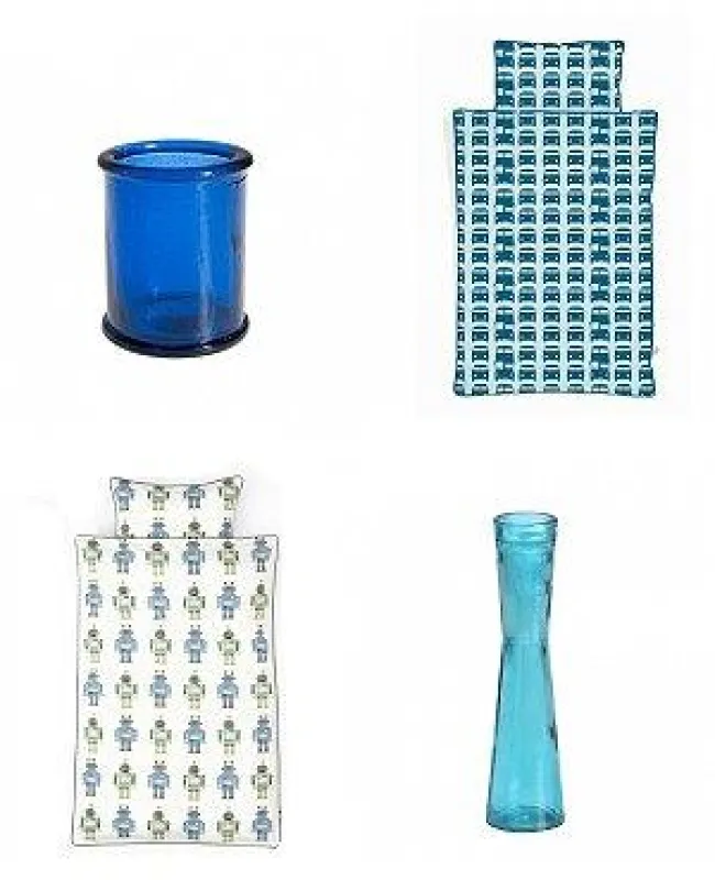 Design-Produkte aus fairem Handel in der Trendfarbe Blau